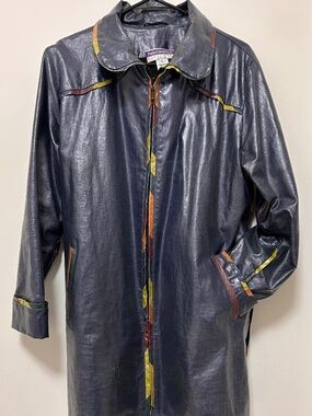 Eye-catching handmade raincoat by MaryLouOzboltStorer Fibre Arts. Women's Large